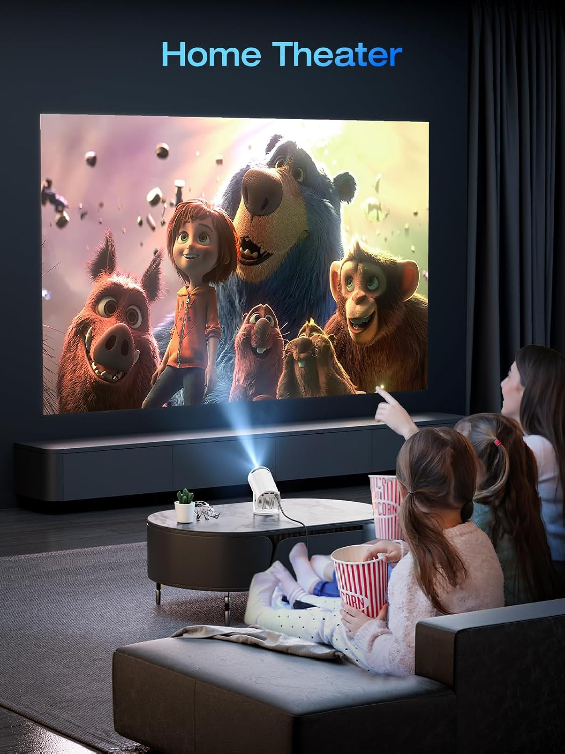 [Built-In Apps & Android 11.0] Mini Projector Portable 20000 Lux Projector 4K Supported 180° Rotation & Auto Keystone, Outdoor Compatible with TV Stick/Windows/Ios/Android/Hdmi/Usb (1080P)