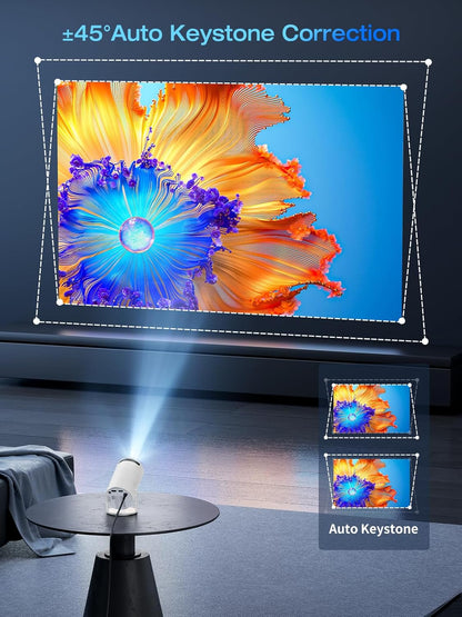 [Built-In Apps & Android 11.0] Mini Projector Portable 20000 Lux Projector 4K Supported 180° Rotation & Auto Keystone, Outdoor Compatible with TV Stick/Windows/Ios/Android/Hdmi/Usb (1080P)